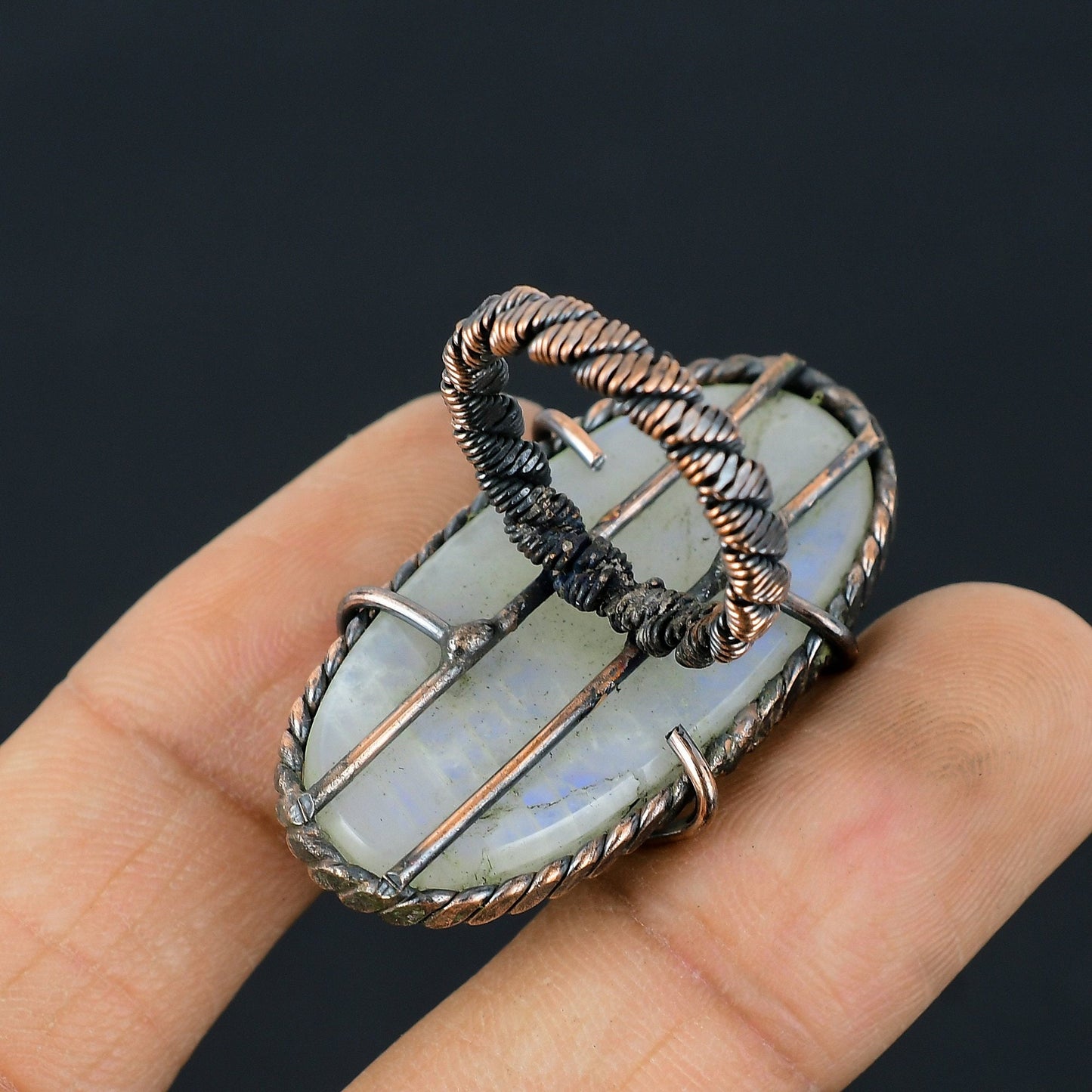 White Moonstone Gemstone Copper Ring