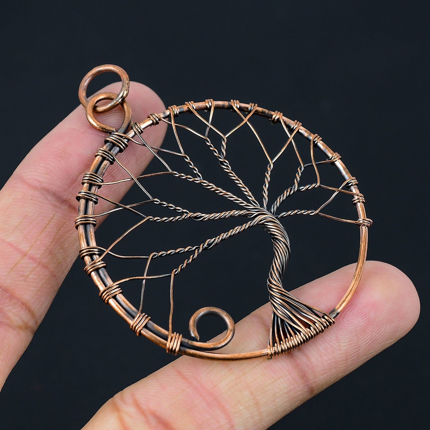 Copper Tree of Life Gemstone Pendant