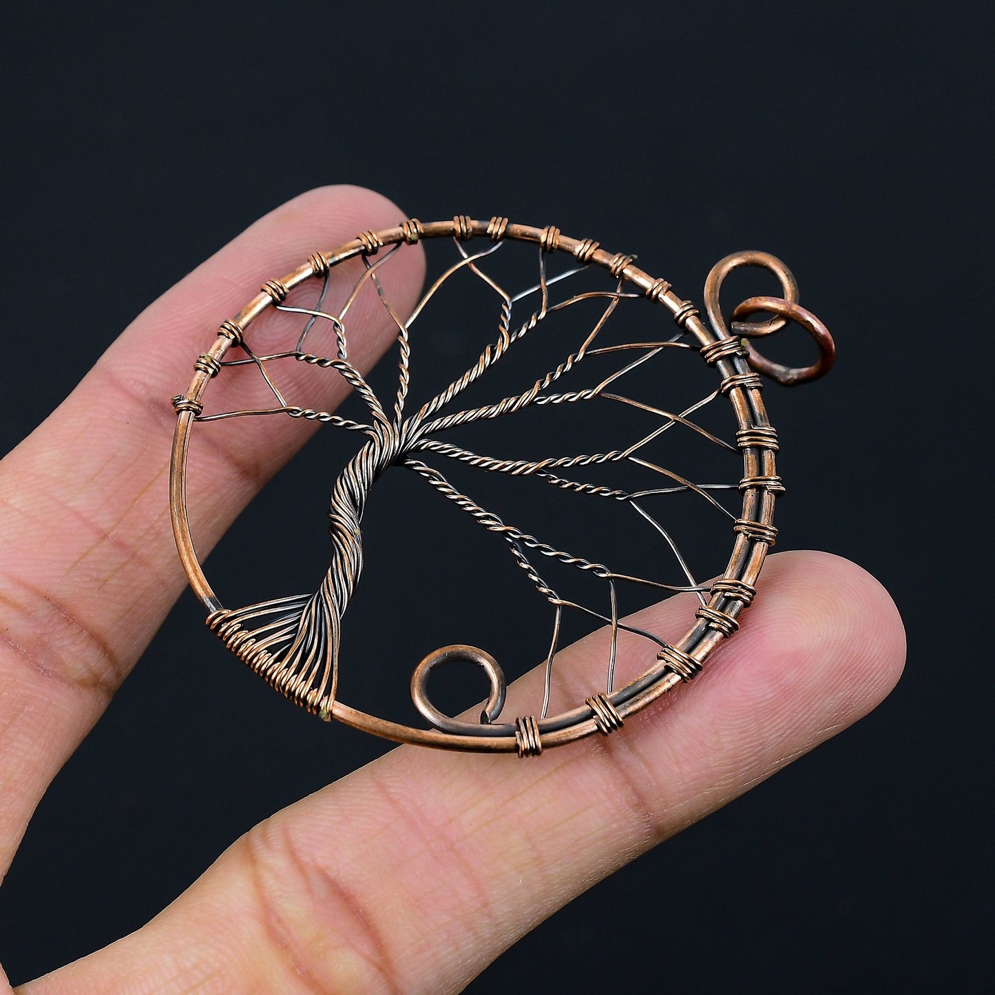 Copper Tree of Life Gemstone Pendant