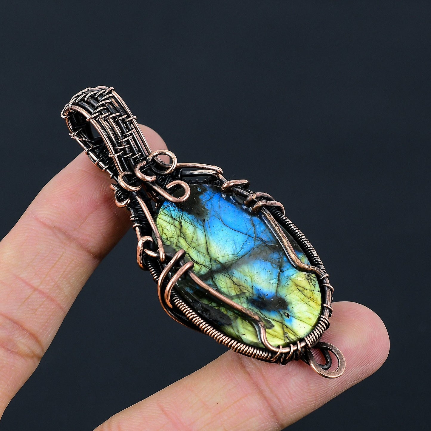 Copper Labradorite Gemstone Pendant