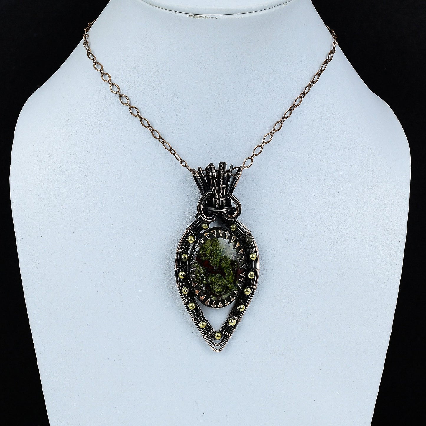 Green Red Dragon Bloodstone Gemstone Pendant
