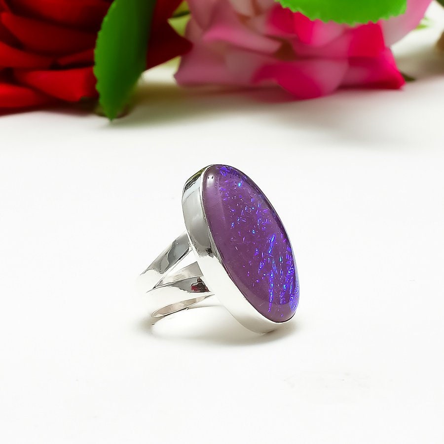 Purple Triplet Opal Sterling Silver Ring