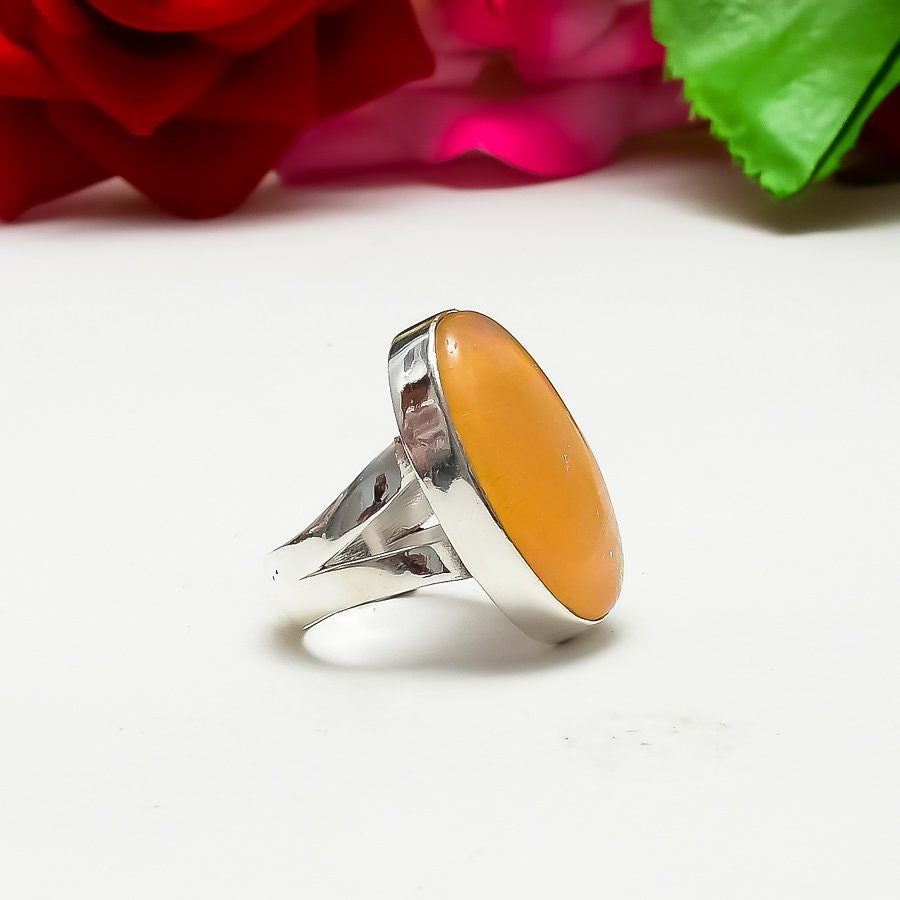 Orange Triplet Opal Sterling Silver Ring