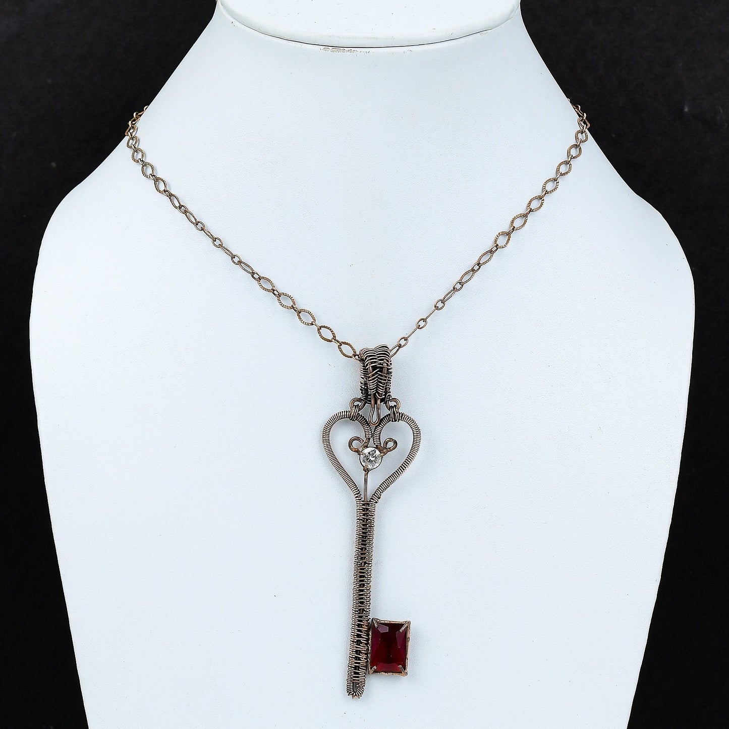 Red Garnet Gemstone Key Pendant