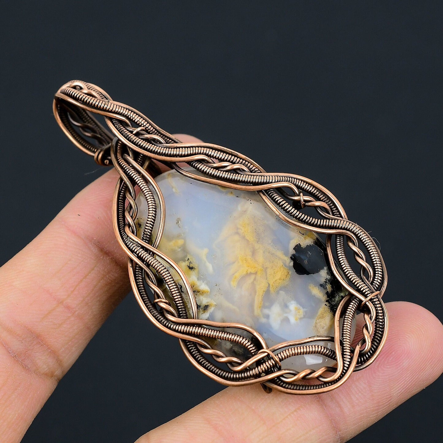 Golden Brown Tiger Dendrite Gemstone Pendant
