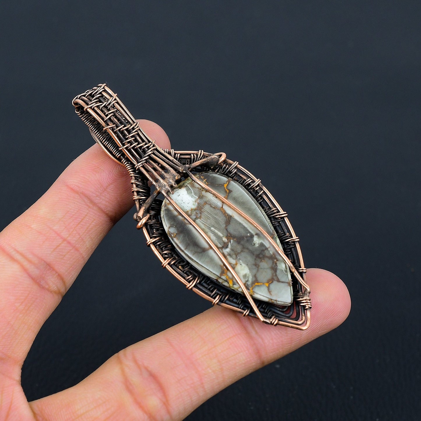 Brown & White Wild Horse Gemstone Pendant