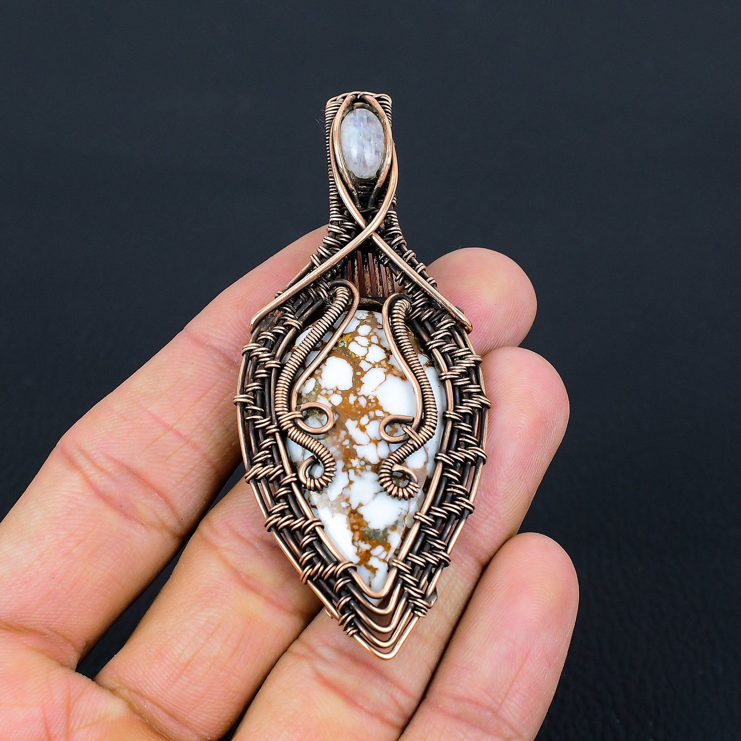 Brown & White Wild Horse Gemstone Pendant