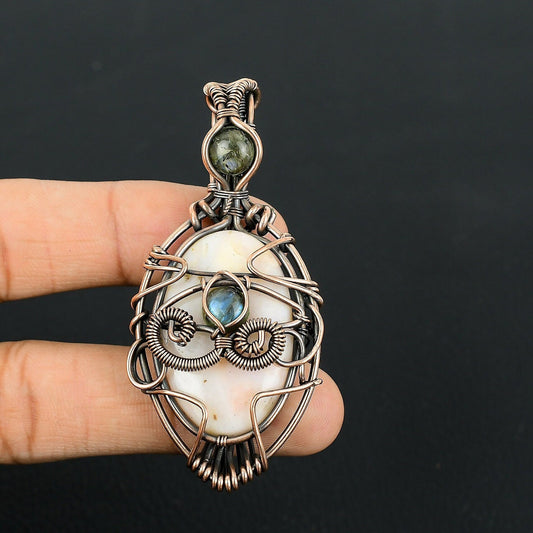 Pink Opal Gemstone Evil Eye Pendant