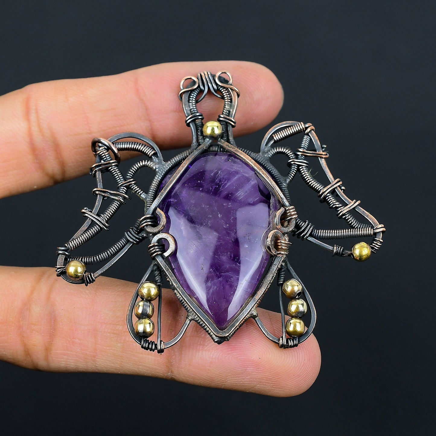 Purple Amethyst Gemstone Turtle Pendant