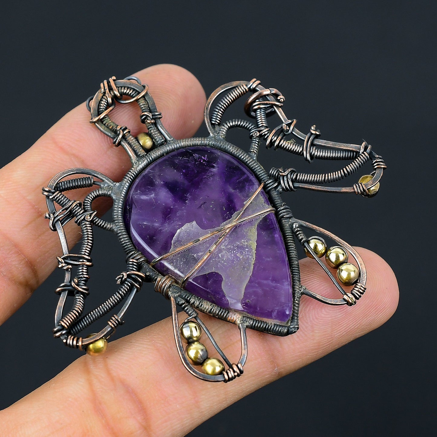 Purple Amethyst Gemstone Turtle Pendant