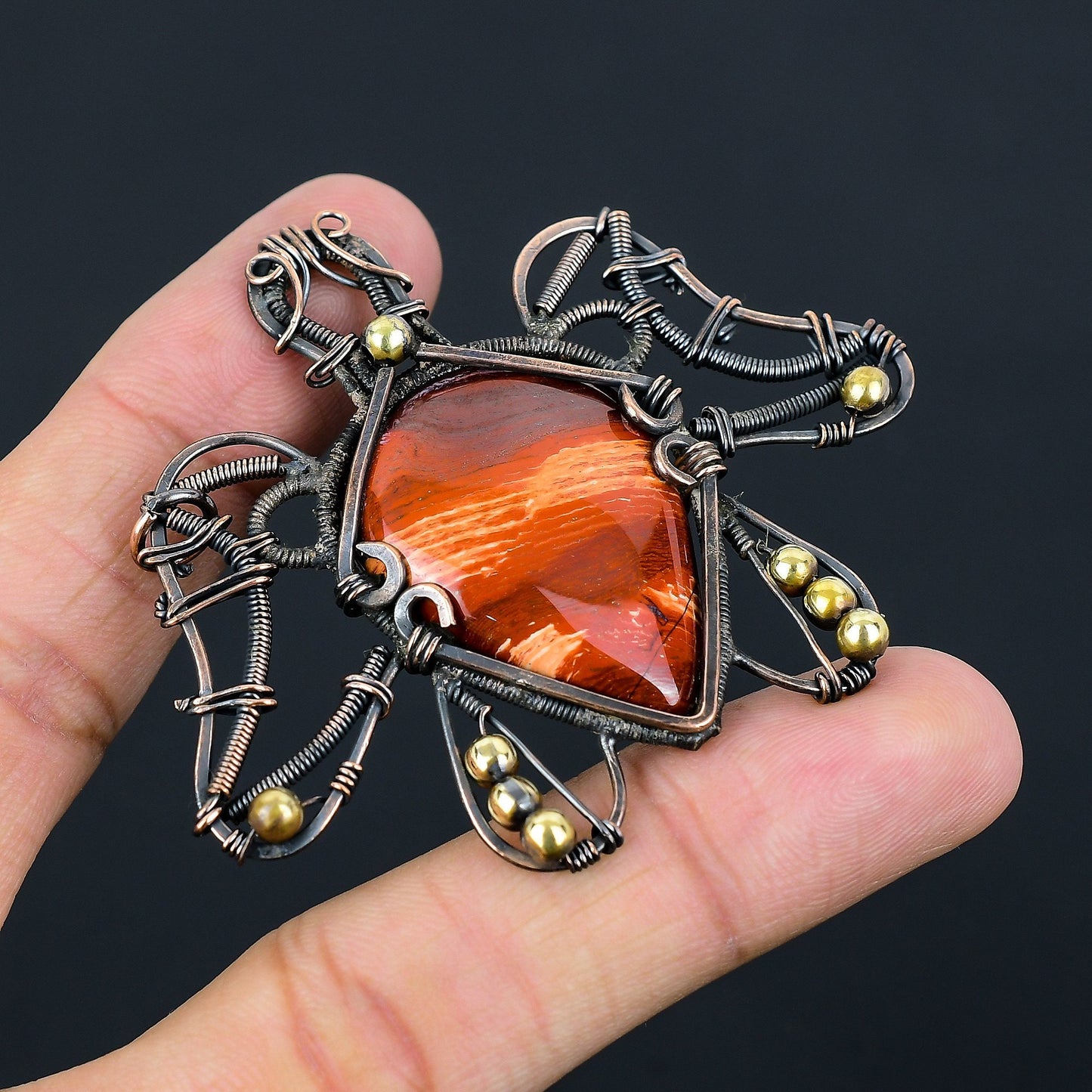 Red Jasper Gemstone Turtle Pendant