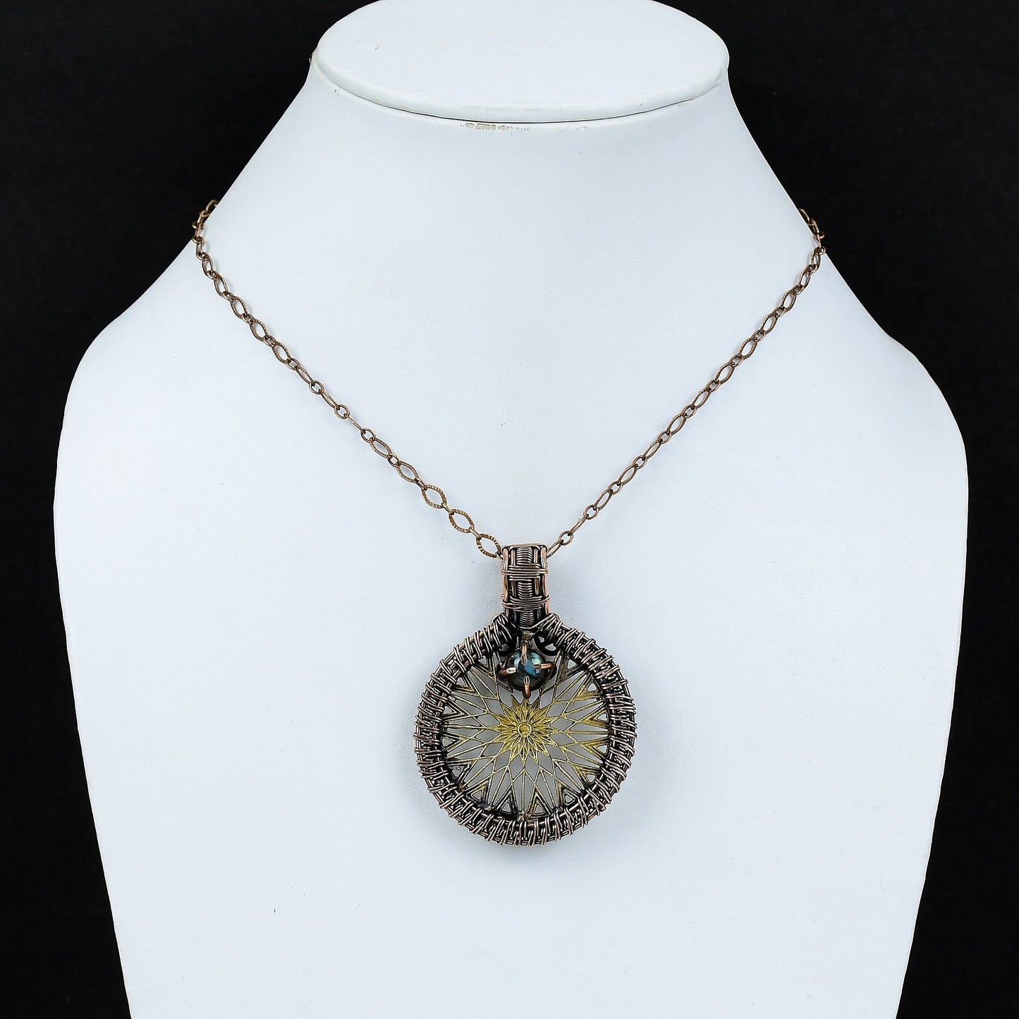 Two-Tone Copper Constellation Compass Gemstone Pendant
