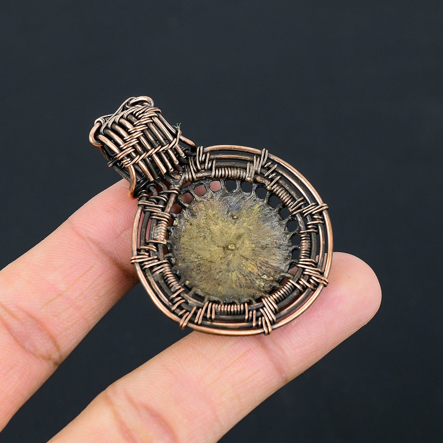 Copper Two-Tone Gemstone Pendant