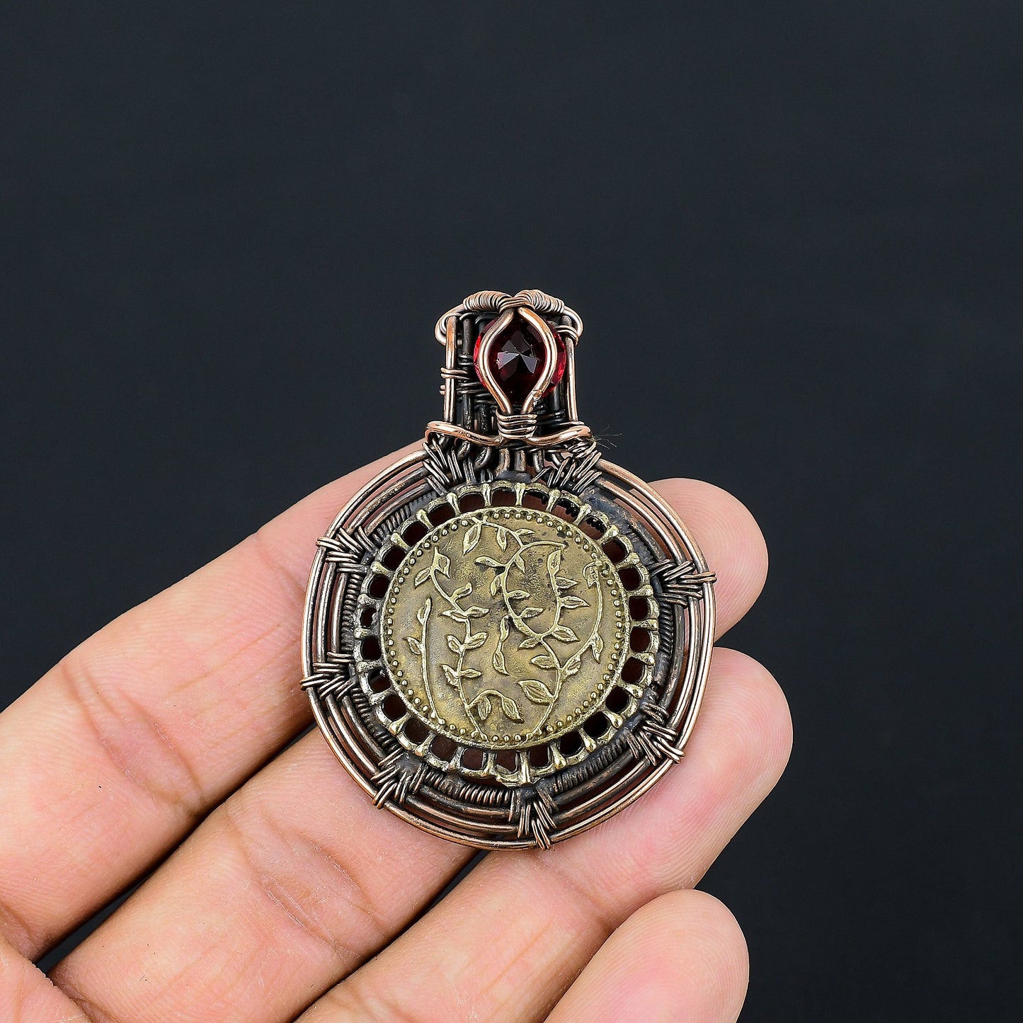 Copper Two-Tone Gemstone Pendant