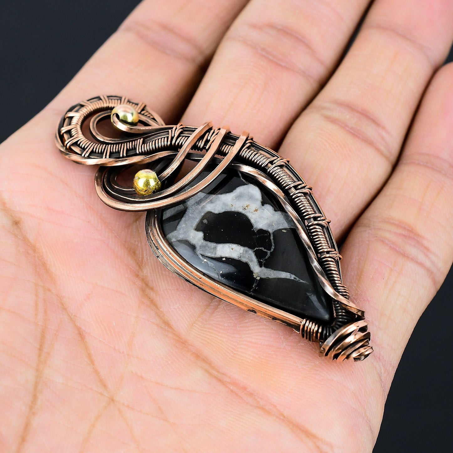 Copper Orthoceras Gemstone Pendant