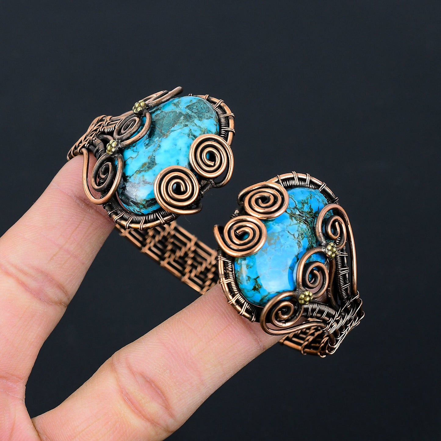 Turquoise Gemstone Wire Cuff Bracelet