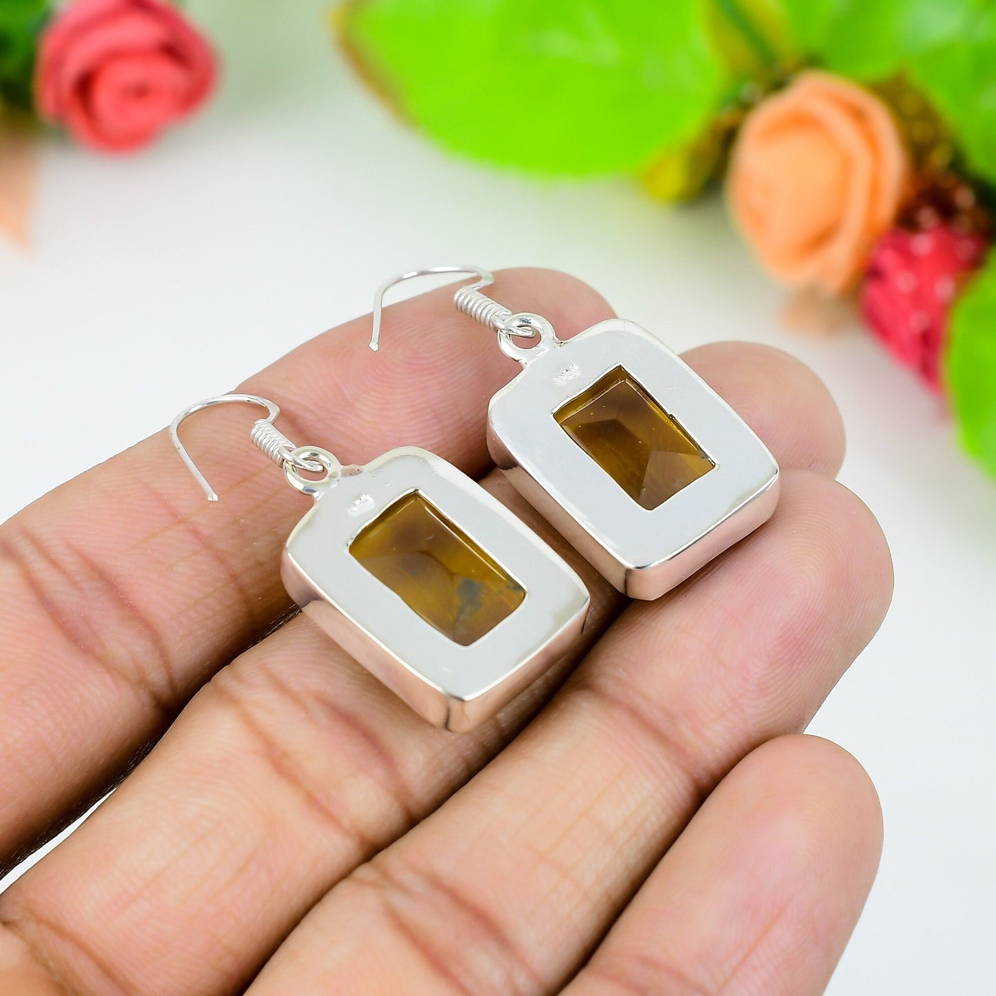 Sterling Silver Yellow Citrine Earrings