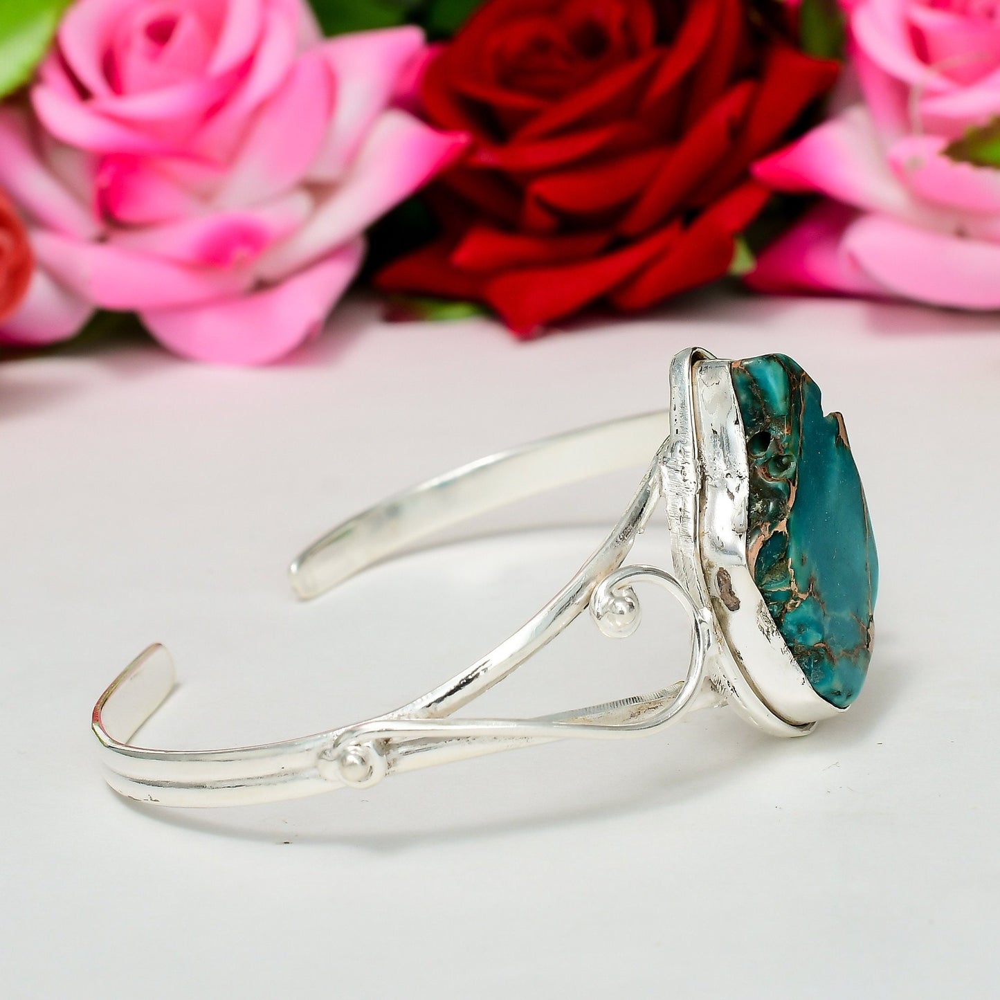 Beige Sea Sediment Gemstone Cuff Bangle