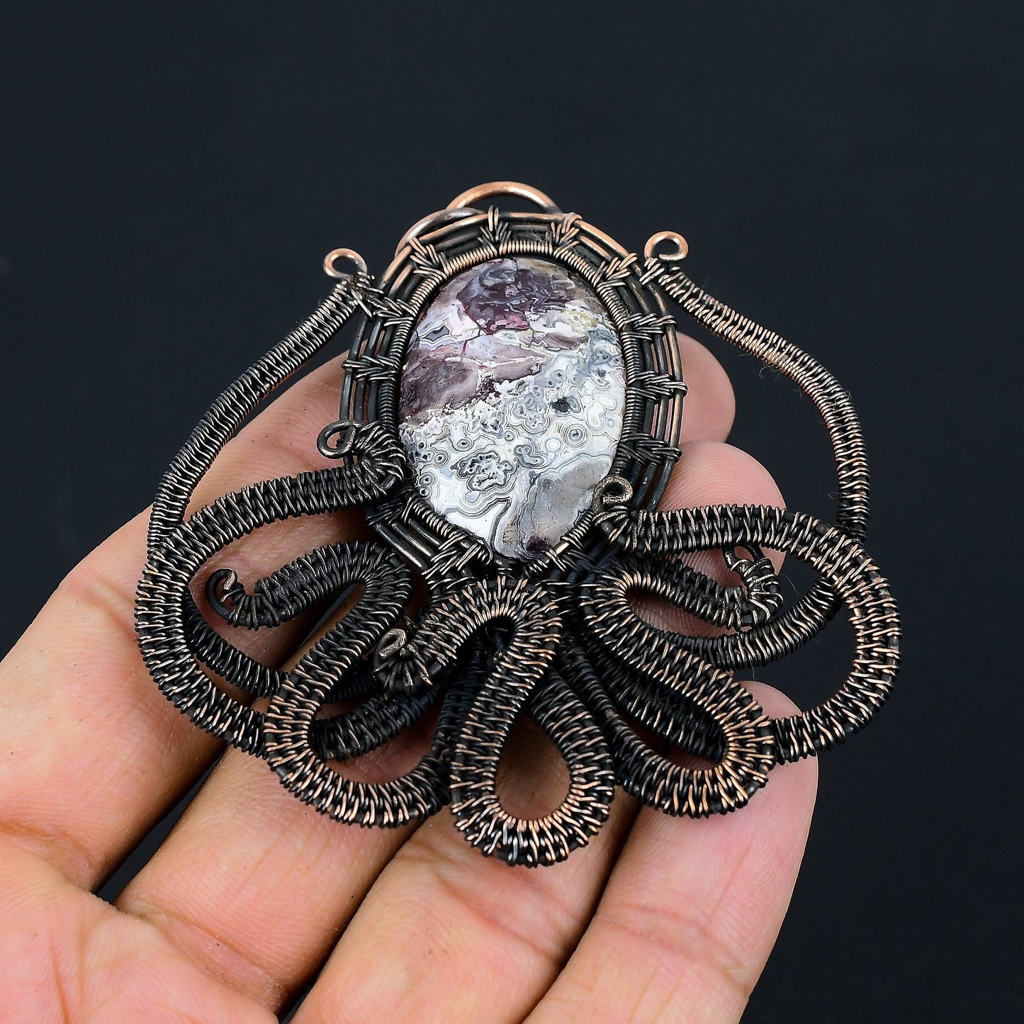 Copper Crazy Lace Agate Gemstone Pendant