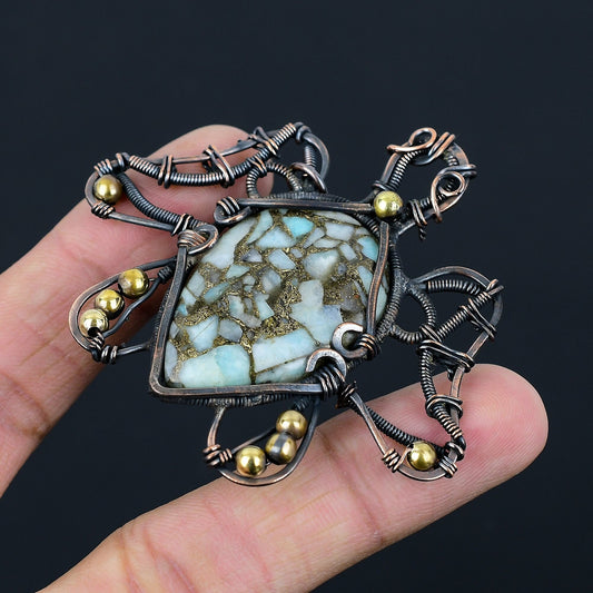 Copper Larimar Gemstone Pendant