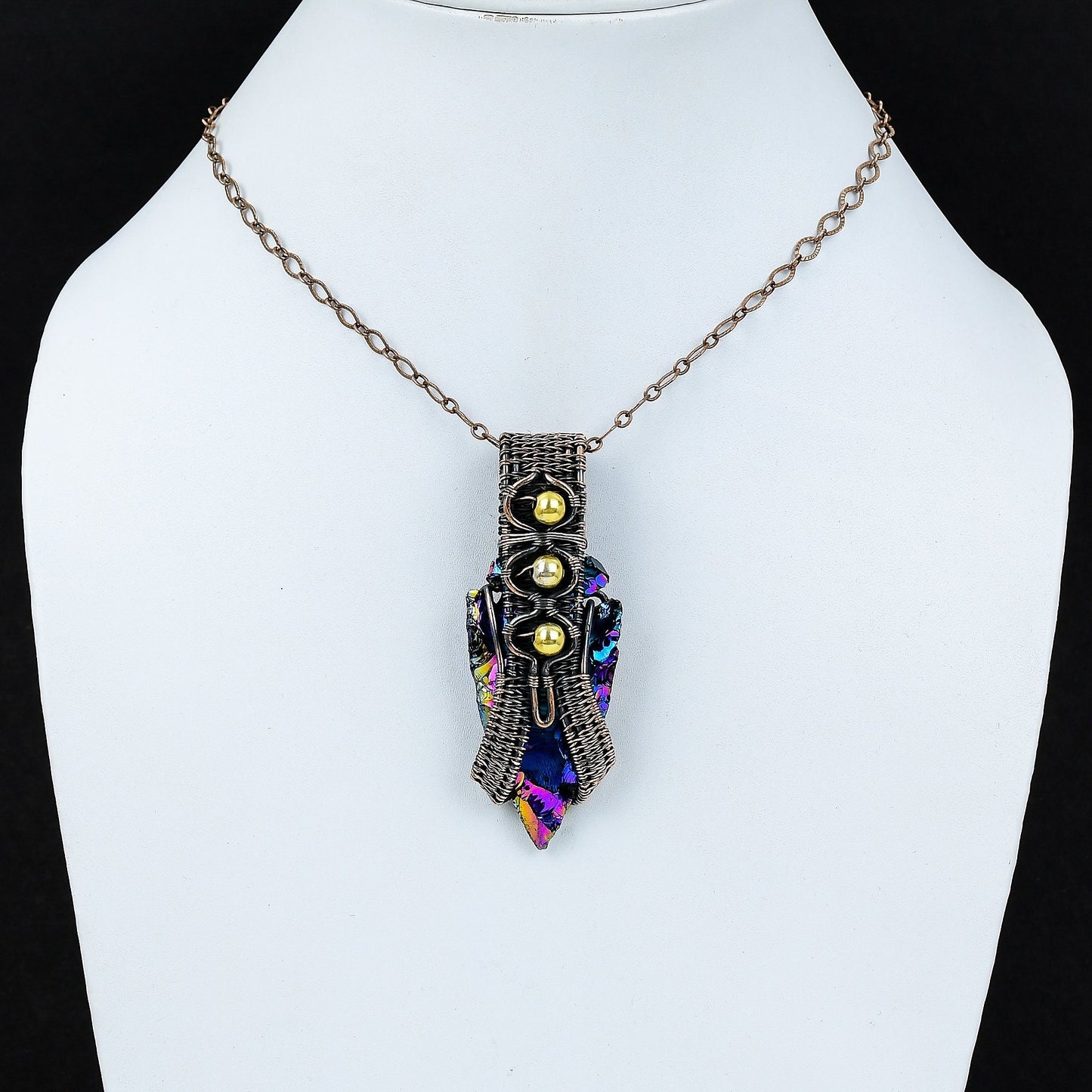 Peacock Aura Druzy Gemstone Pendant