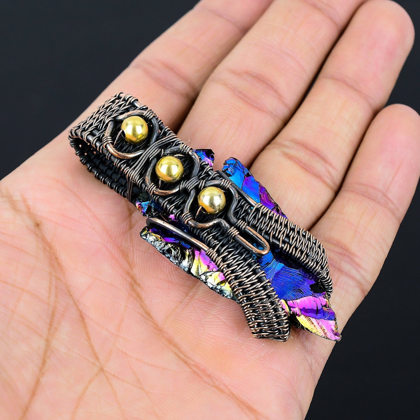 Peacock Aura Druzy Gemstone Pendant
