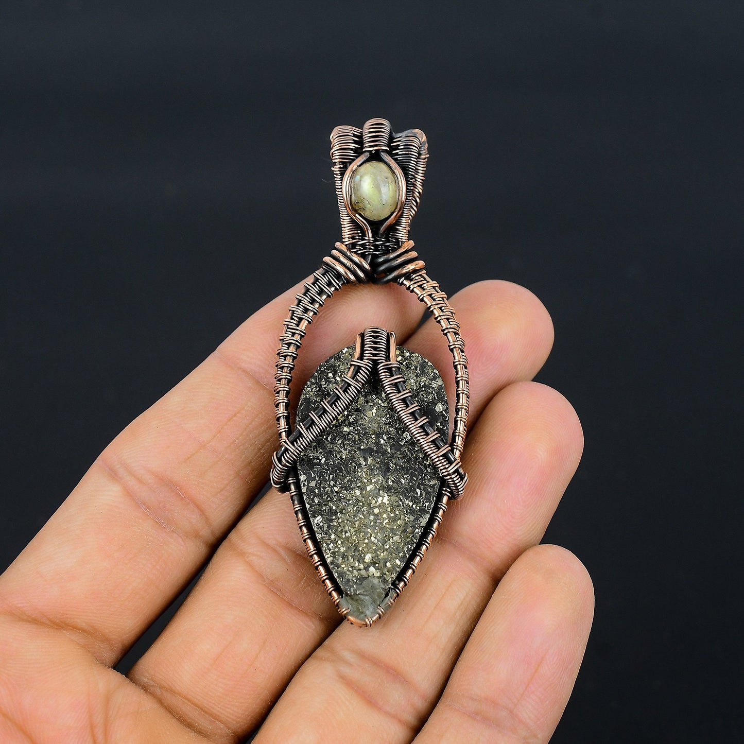 Golden Pyrite Druzy Gemstone Pendant