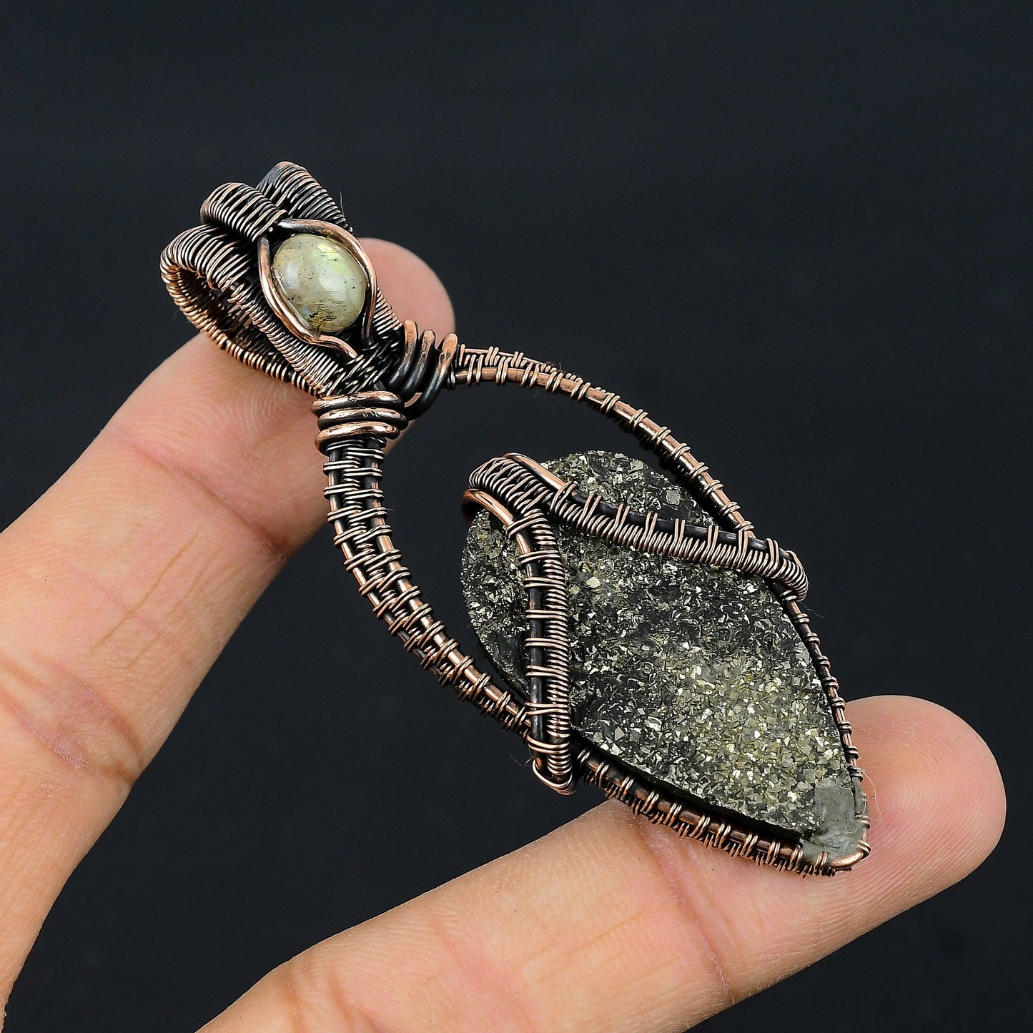 Golden Pyrite Druzy Gemstone Pendant