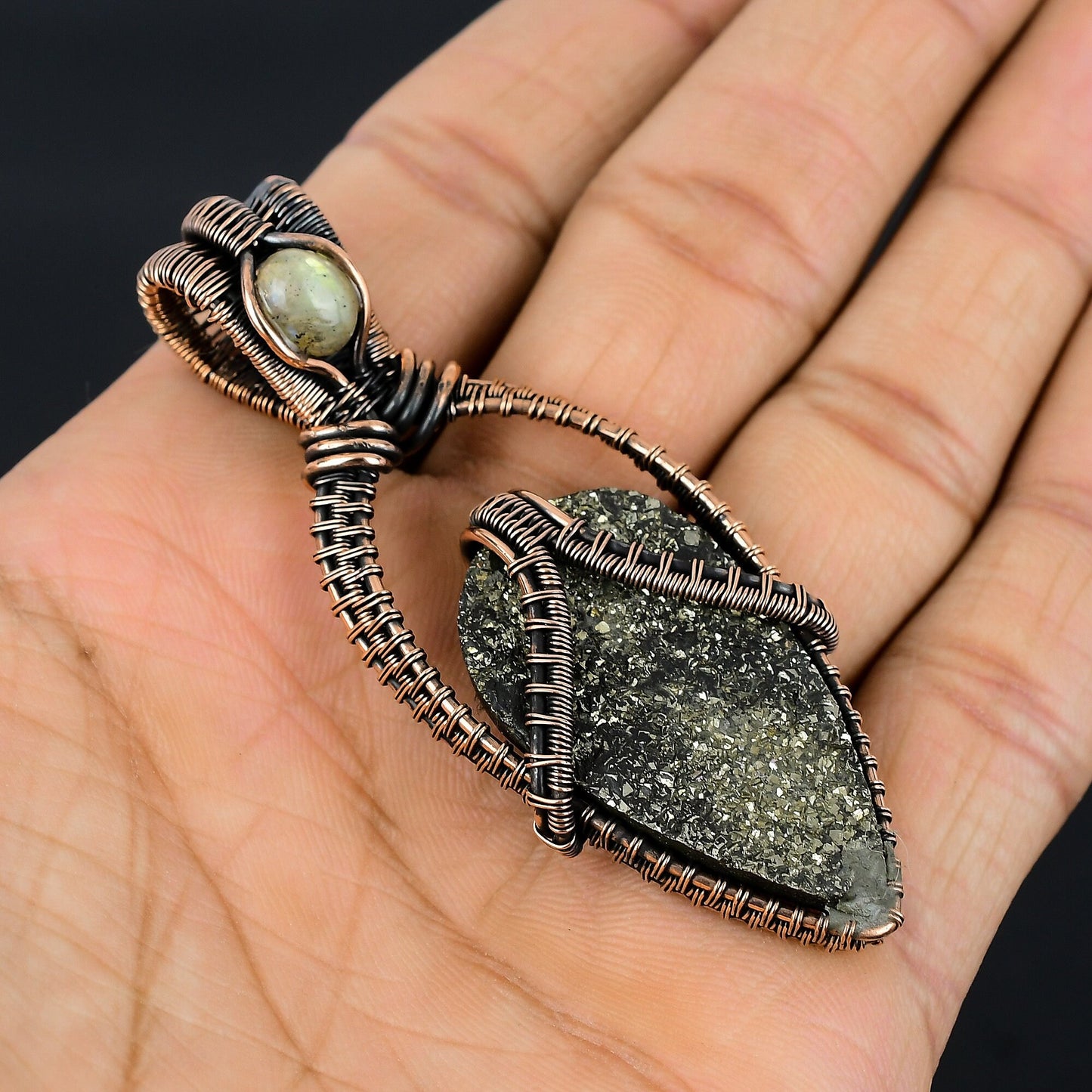 Golden Pyrite Druzy Gemstone Pendant