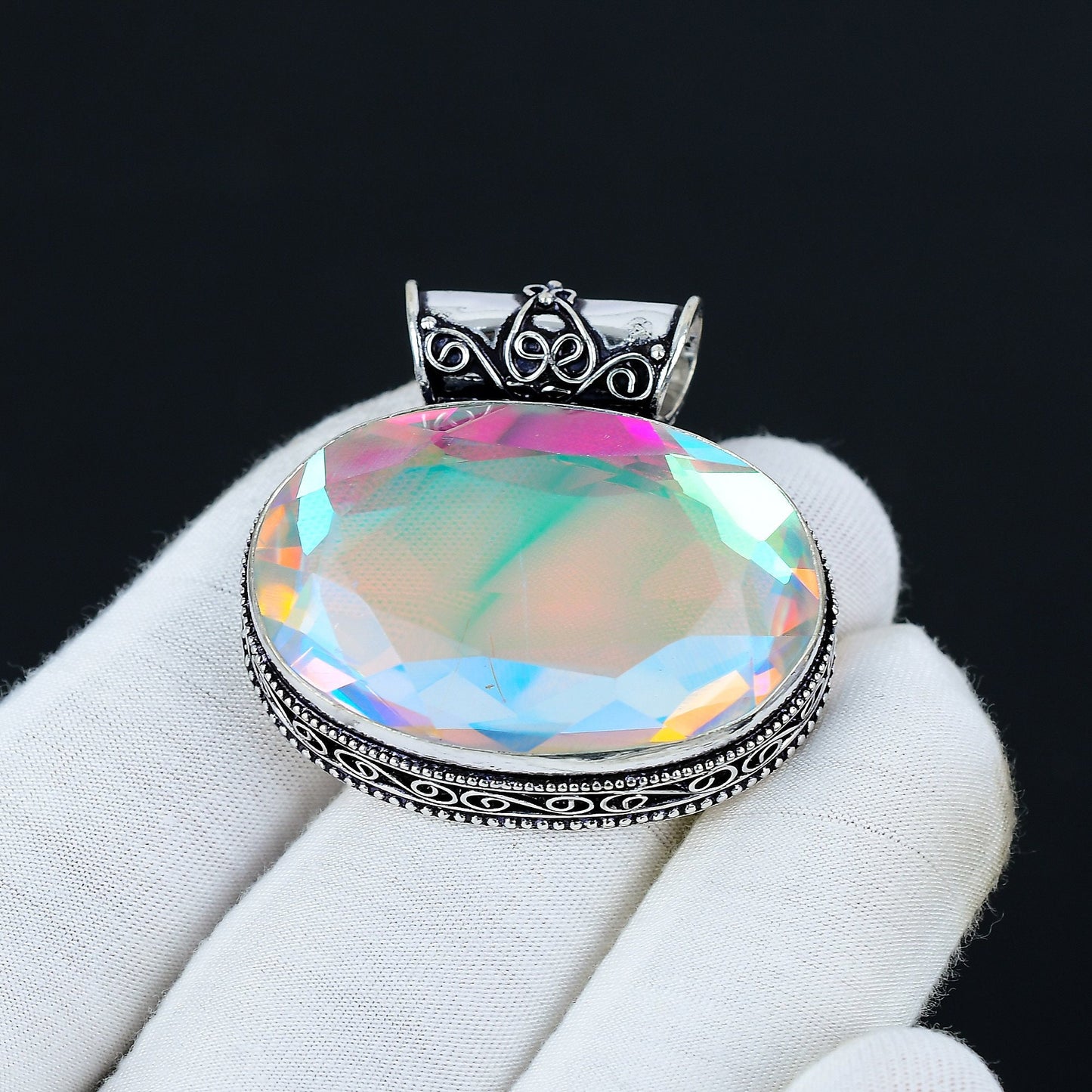 Rainbow Mystic Topaz Gemstone Pendant