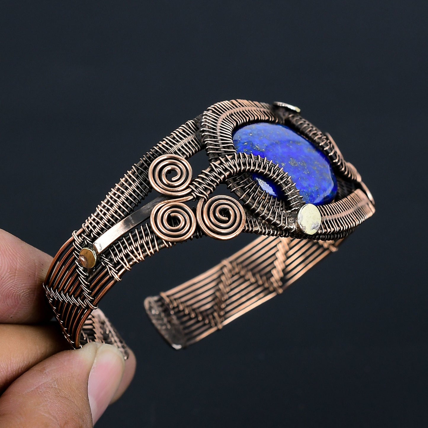 Blue Lapis Lazuli Gemstone Cuff Bracelet