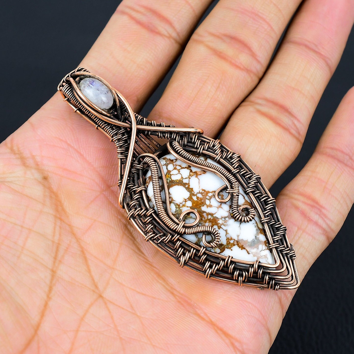 Brown & White Wild Horse Gemstone Pendant