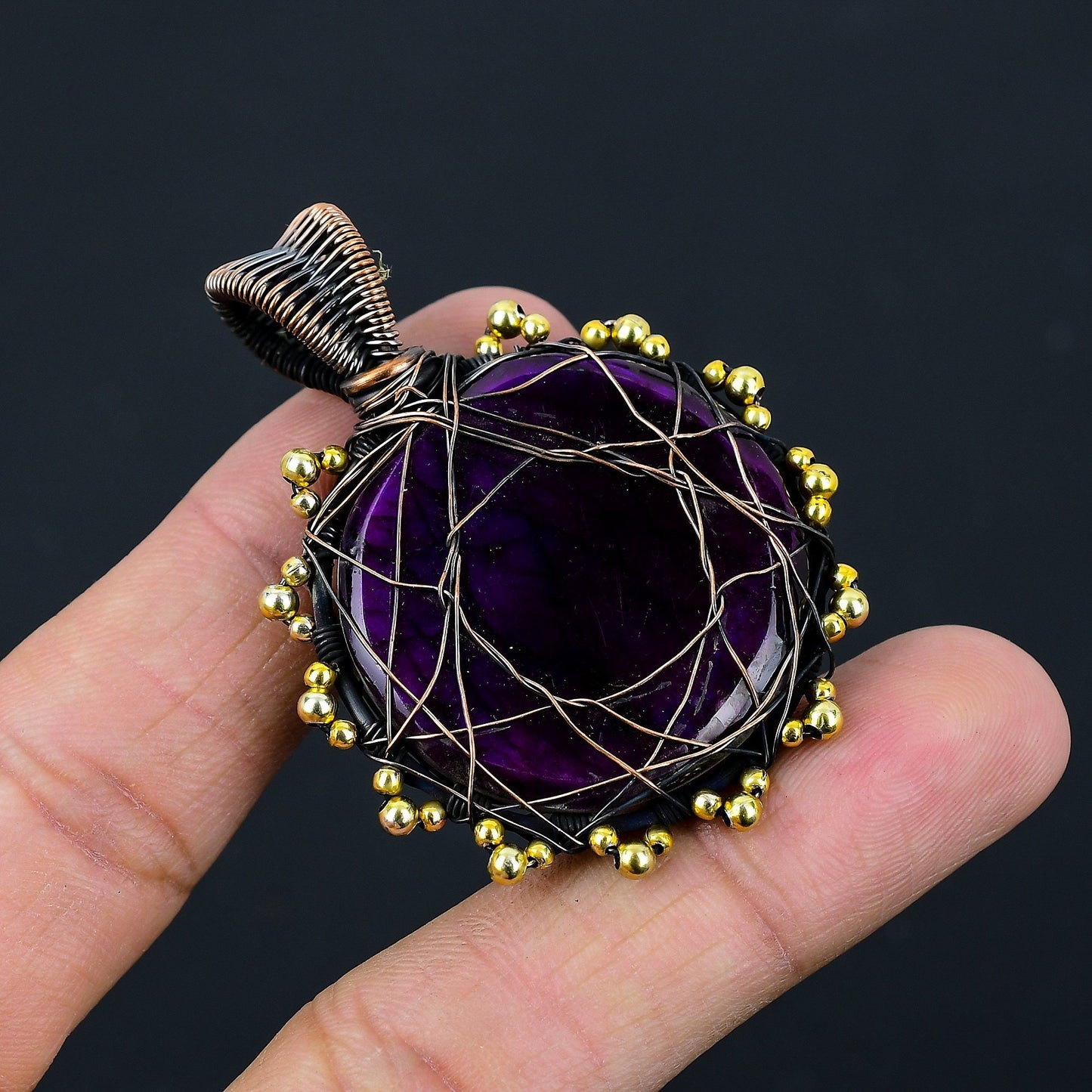 Pink Flash Labradorite Gemstone Pendant