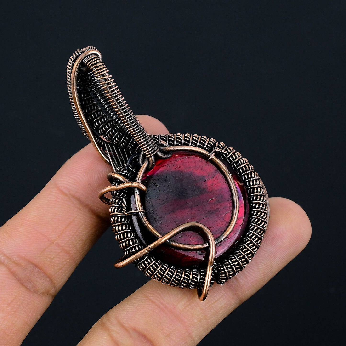 Red Fire Labradorite Gemstone Pendant
