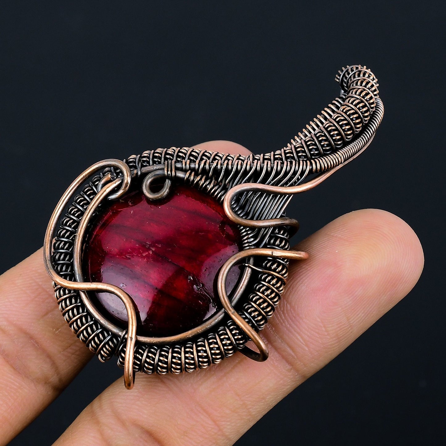 Red Fire Labradorite Gemstone Pendant