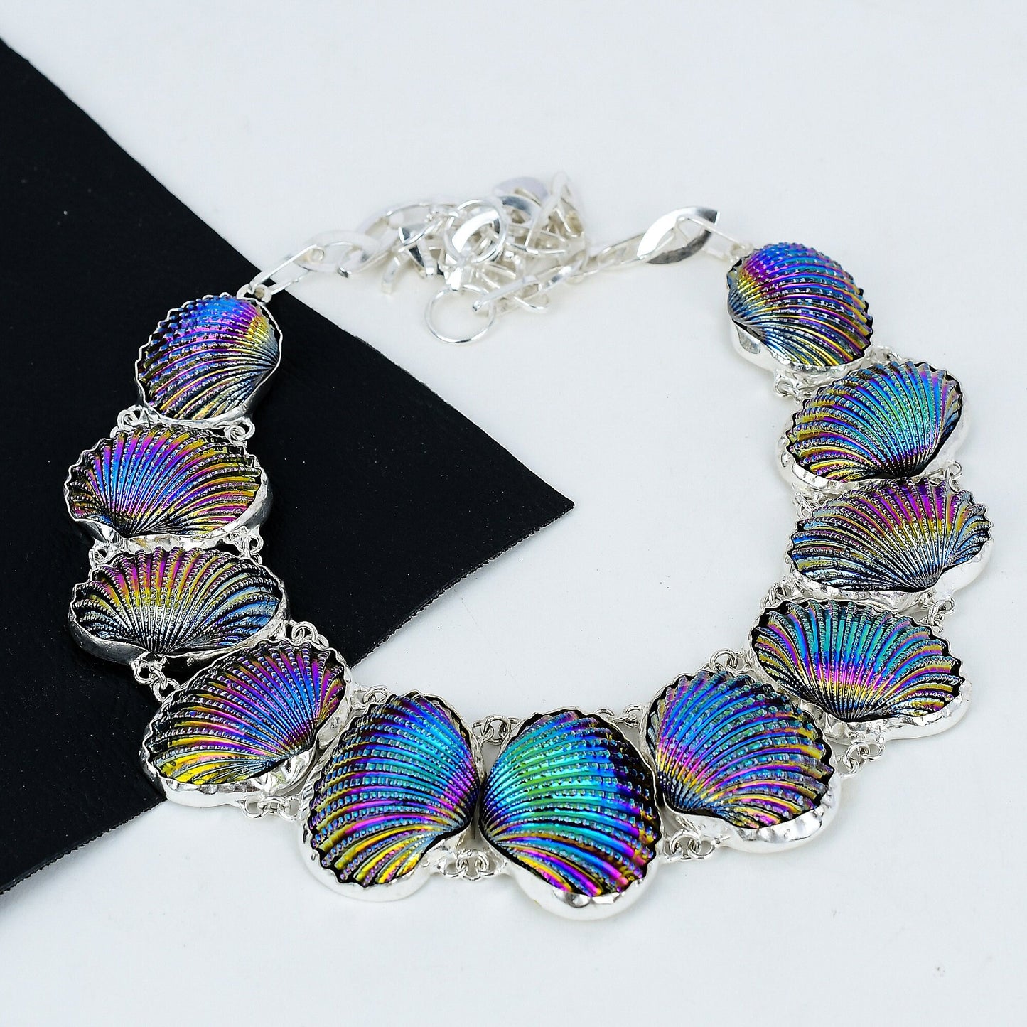 Peacock Aura Druzy Gemstone Sterling Silver Necklace