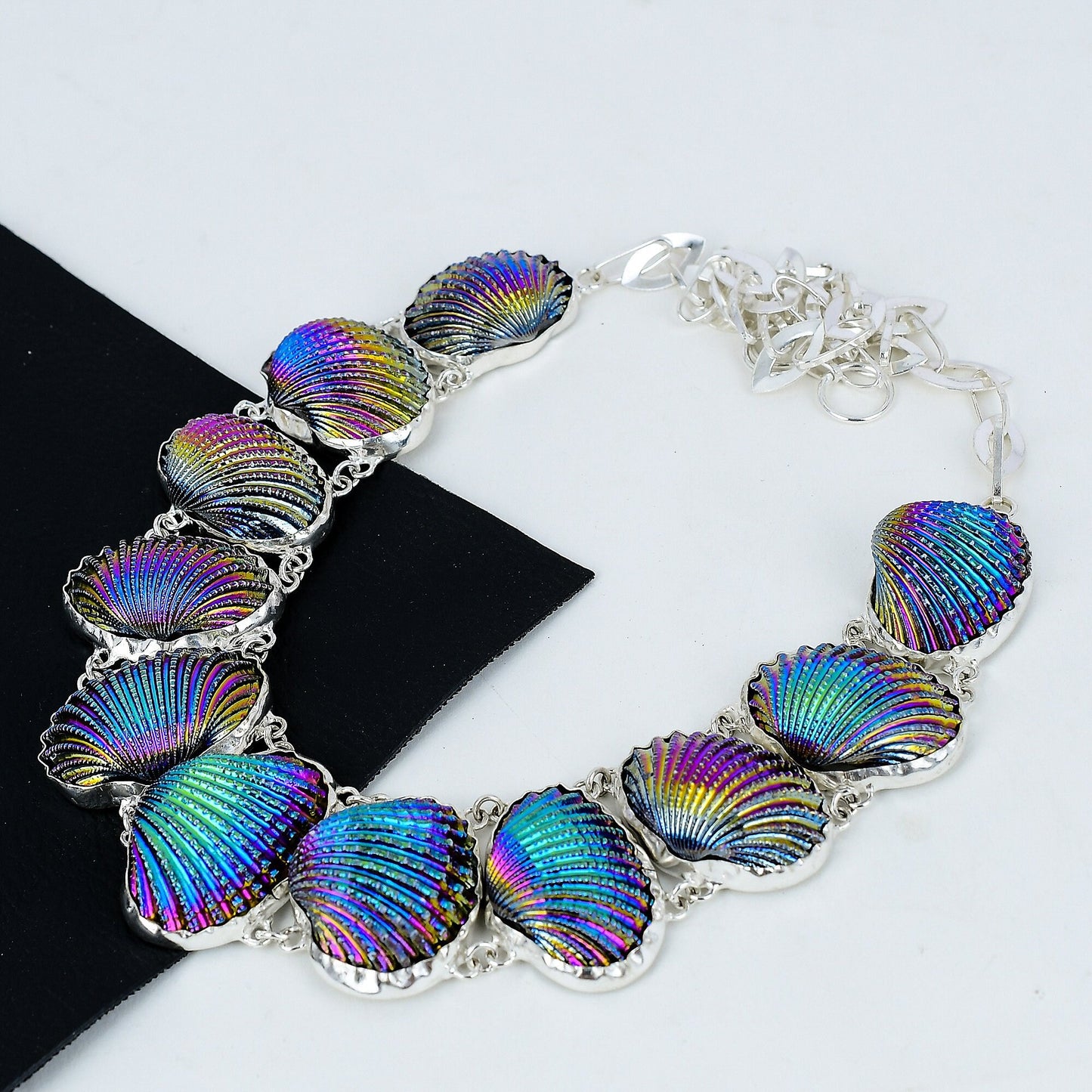 Peacock Aura Druzy Gemstone Sterling Silver Necklace