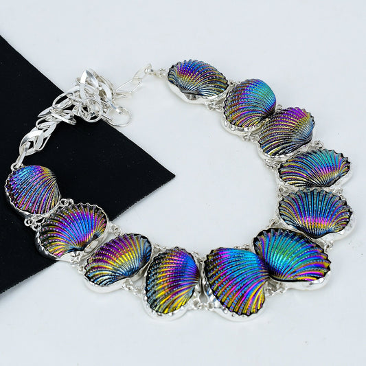 Peacock Aura Druzy Gemstone Sterling Silver Necklace