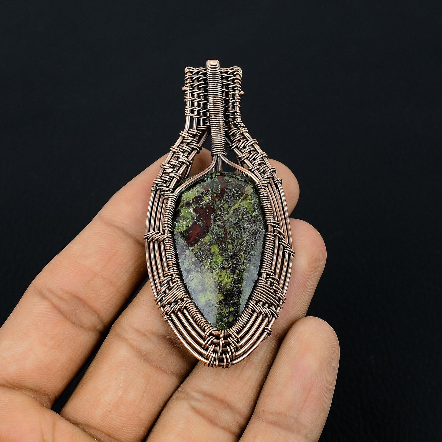 Red-Green Dragon Bloodstone Gemstone Pendant