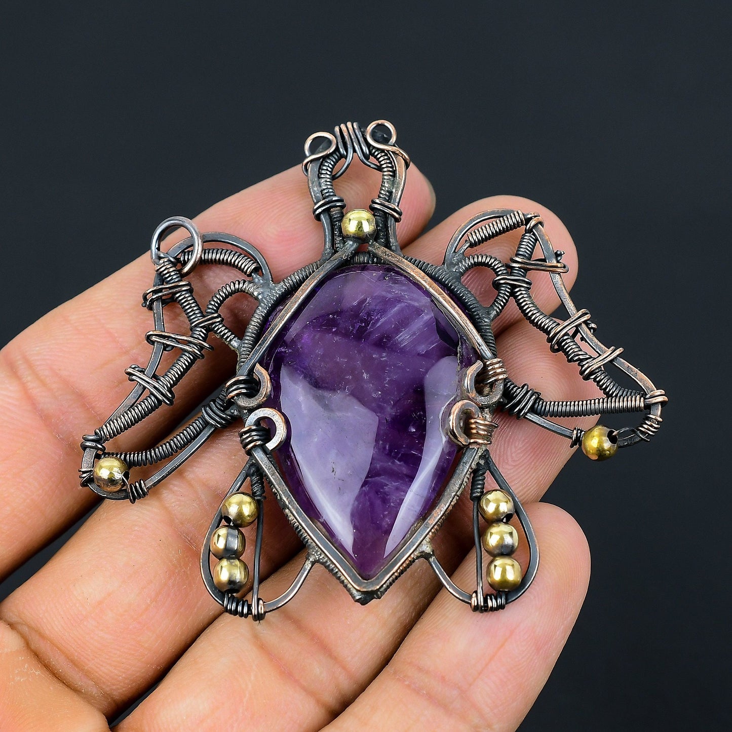 Purple Amethyst Gemstone Turtle Pendant