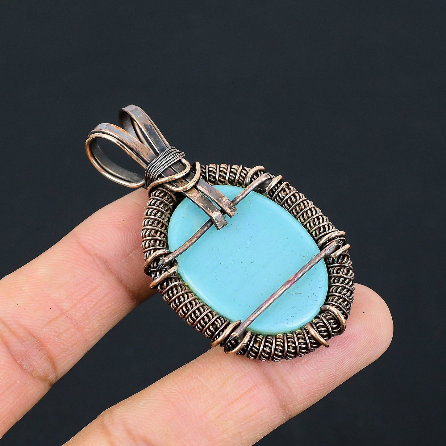 Copper Multicolor Triplet Opal Gemstone Pendant