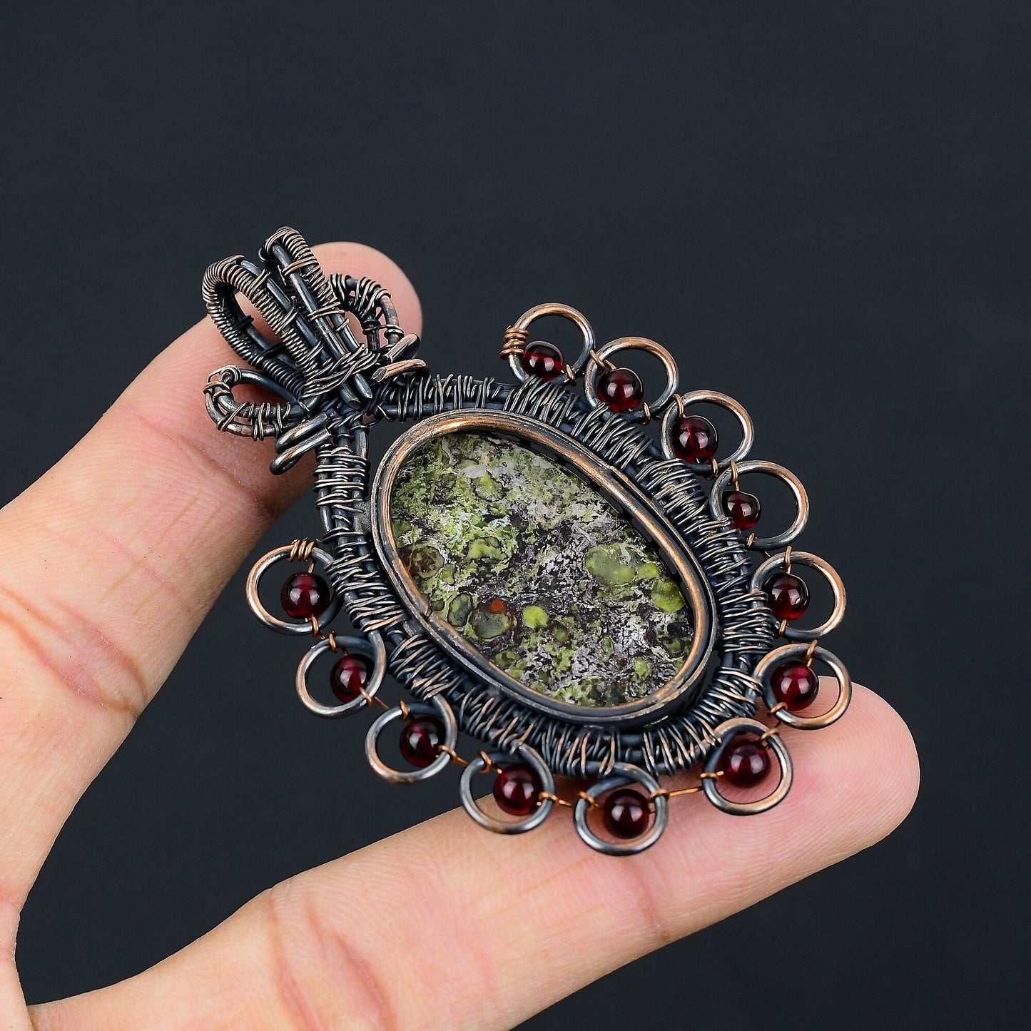 Green-Red Dragon Bloodstone Gemstone Pendant