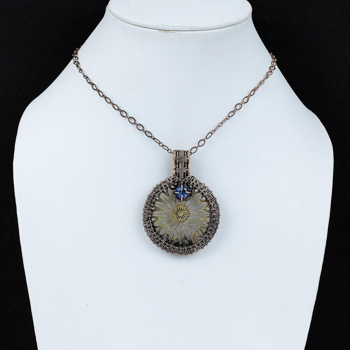 Two-Tone Copper Constellation Compass Gemstone Pendant