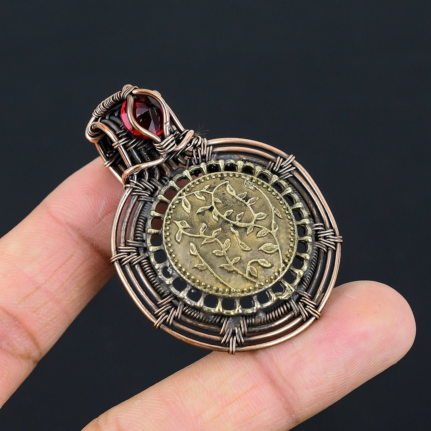 Copper Two-Tone Gemstone Pendant