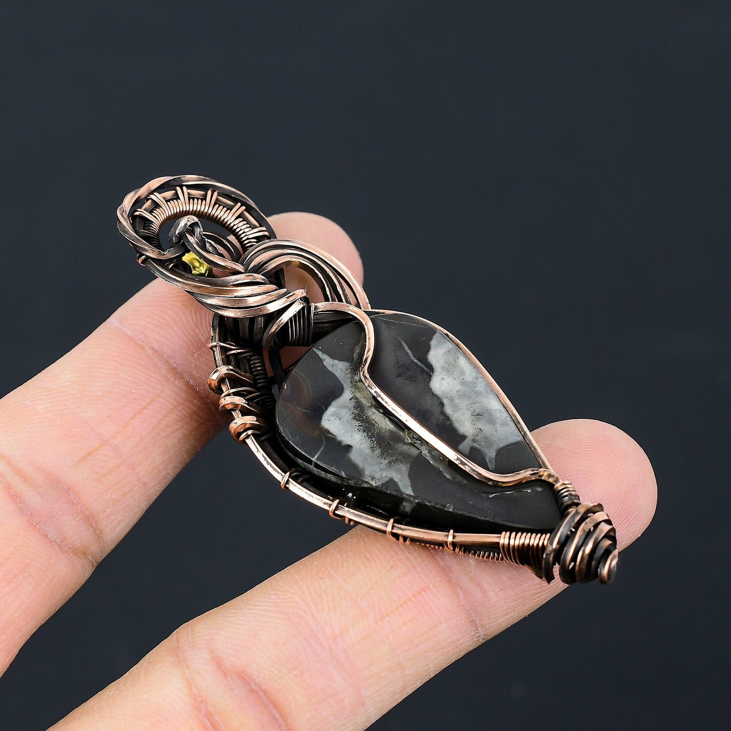 Copper Orthoceras Gemstone Pendant