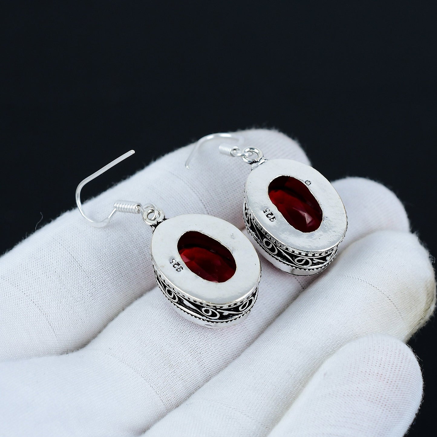 Red Garnet Gemstone Earrings