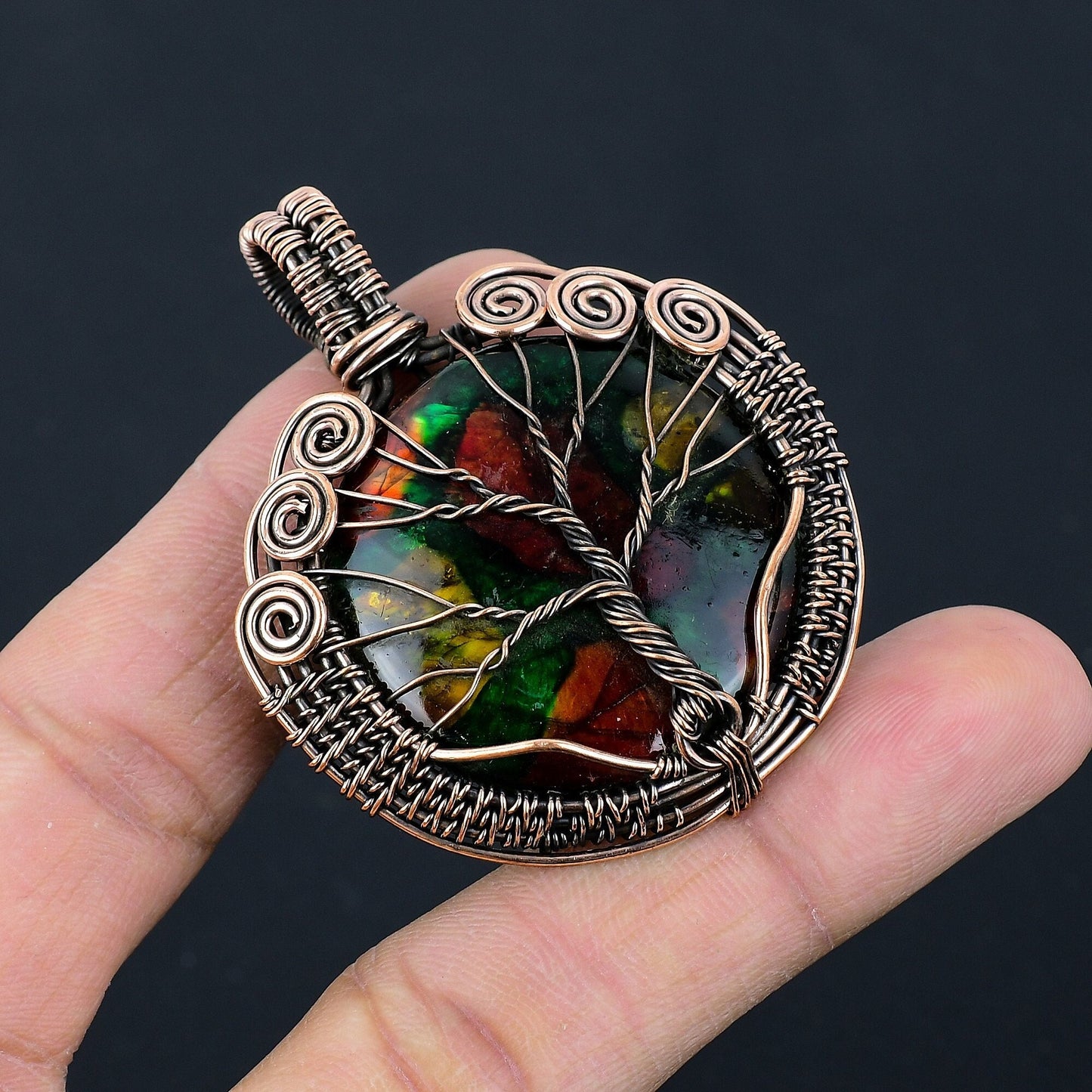 Multi-Colour Labradorite Gemstone Tree of Life Pendant