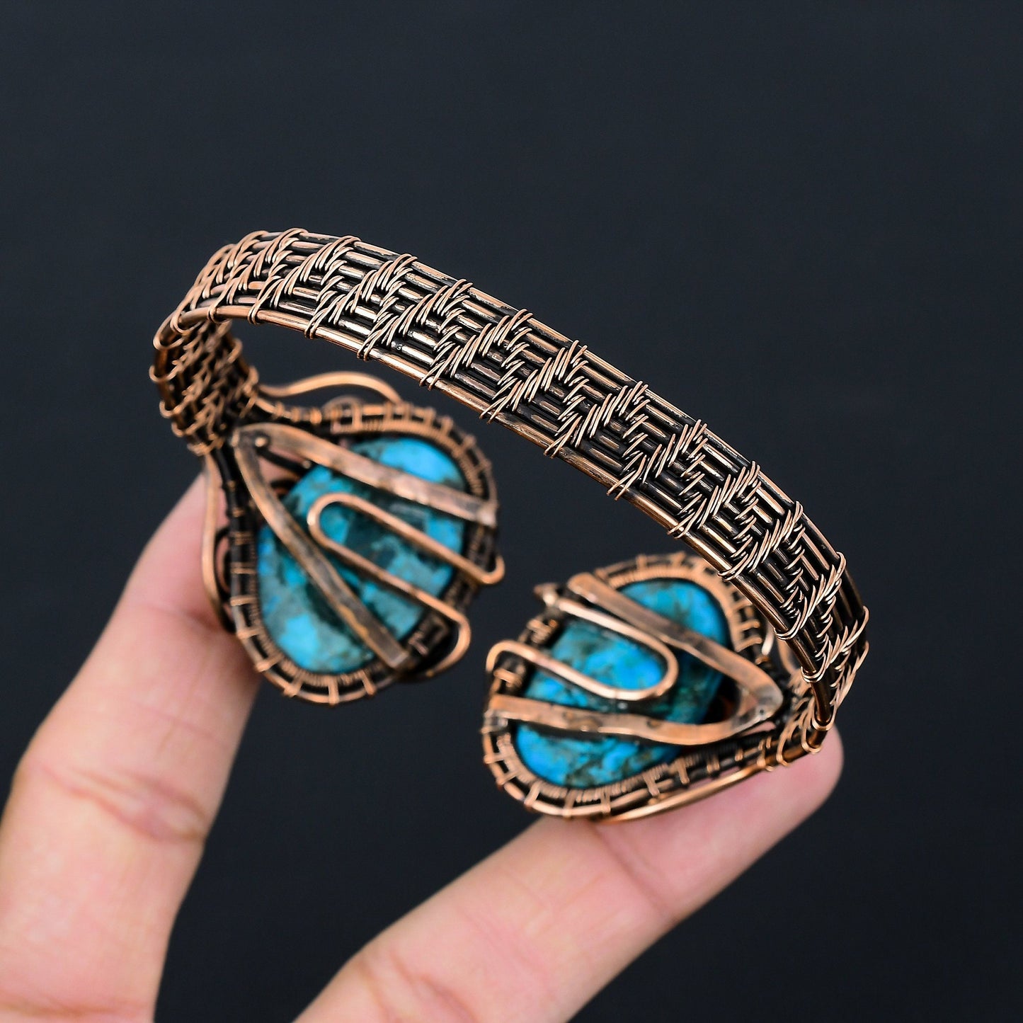 Turquoise Gemstone Wire Cuff Bracelet