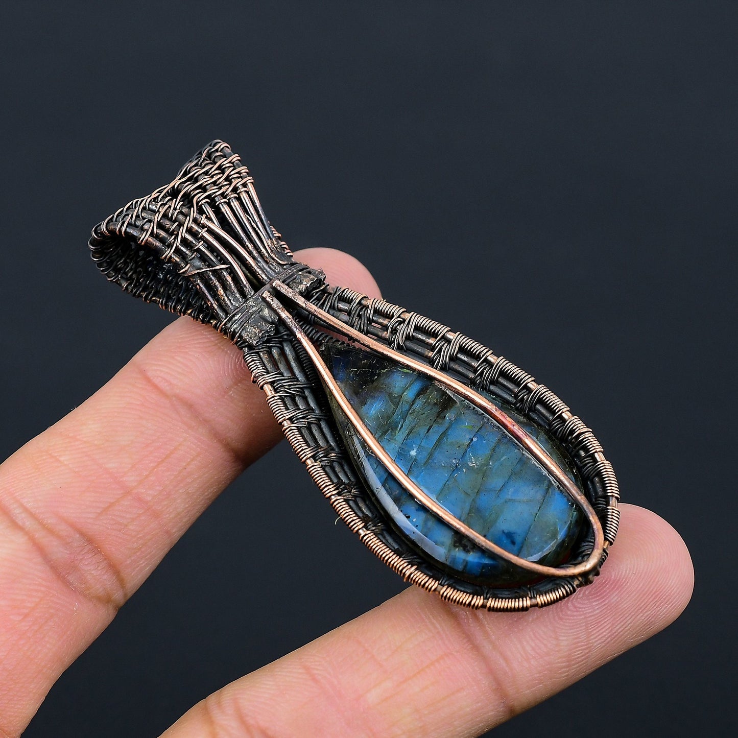 Blue Fire Labradorite Gemstone Pendant