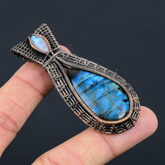 Blue Fire Labradorite Gemstone Pendant